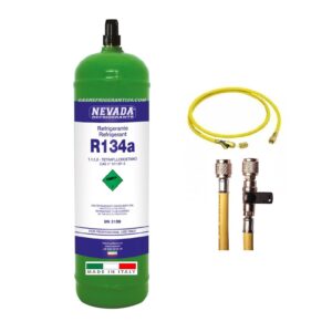 Gas R134A Refrigerante bombola da 1 lt Kit con frusta ricarica