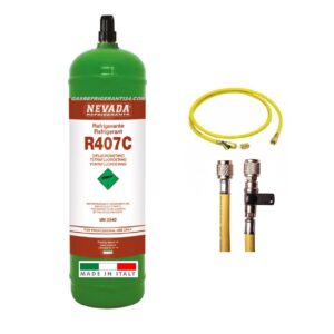 Gas R407C Refrigerante bombola da 1 lt Kit con frusta ricarica